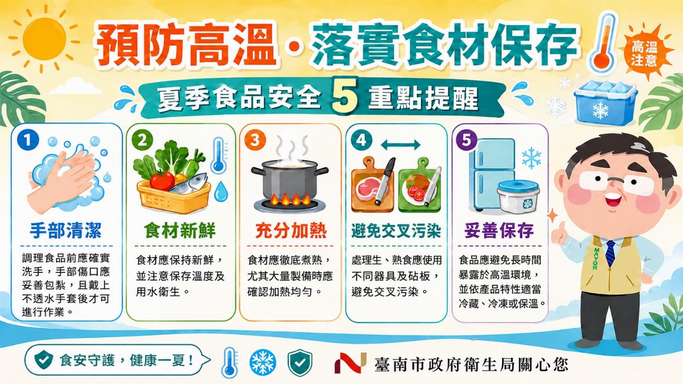 炎夏食安重視！臺南衛生局緊盯餐飲業落實食品管理