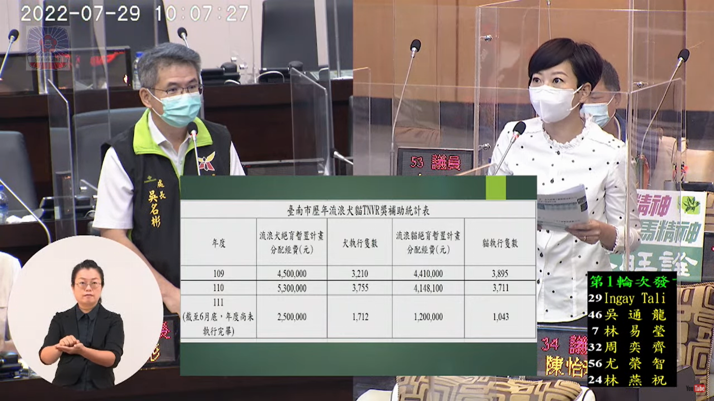 台南市遊蕩犬六都第一 市議員陳怡珍促TNVR補助到位