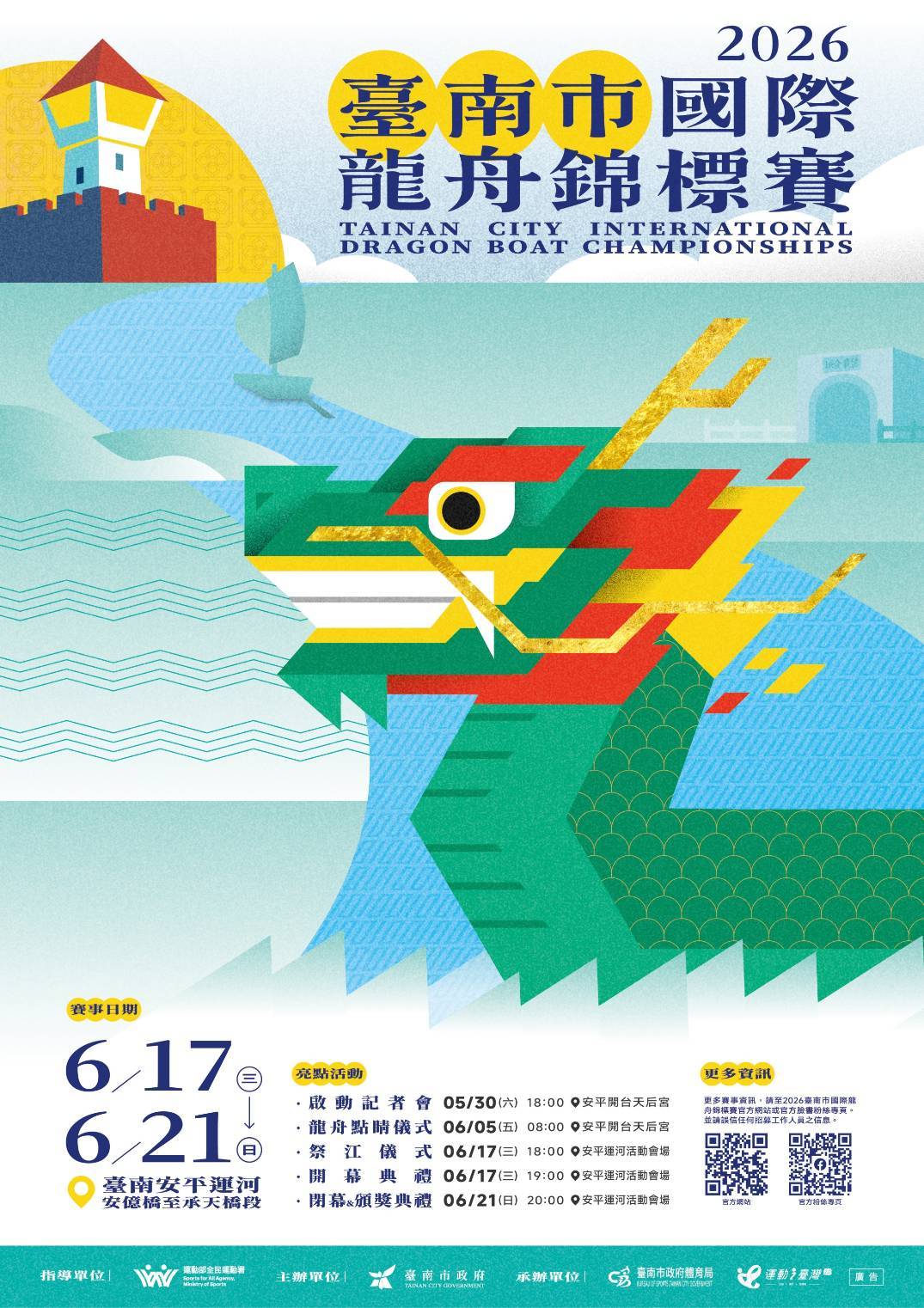 總獎金破150萬！臺南市國際龍舟賽逾四千名參賽 吸引使節團10國及國際扶輪青少年13國代表組隊