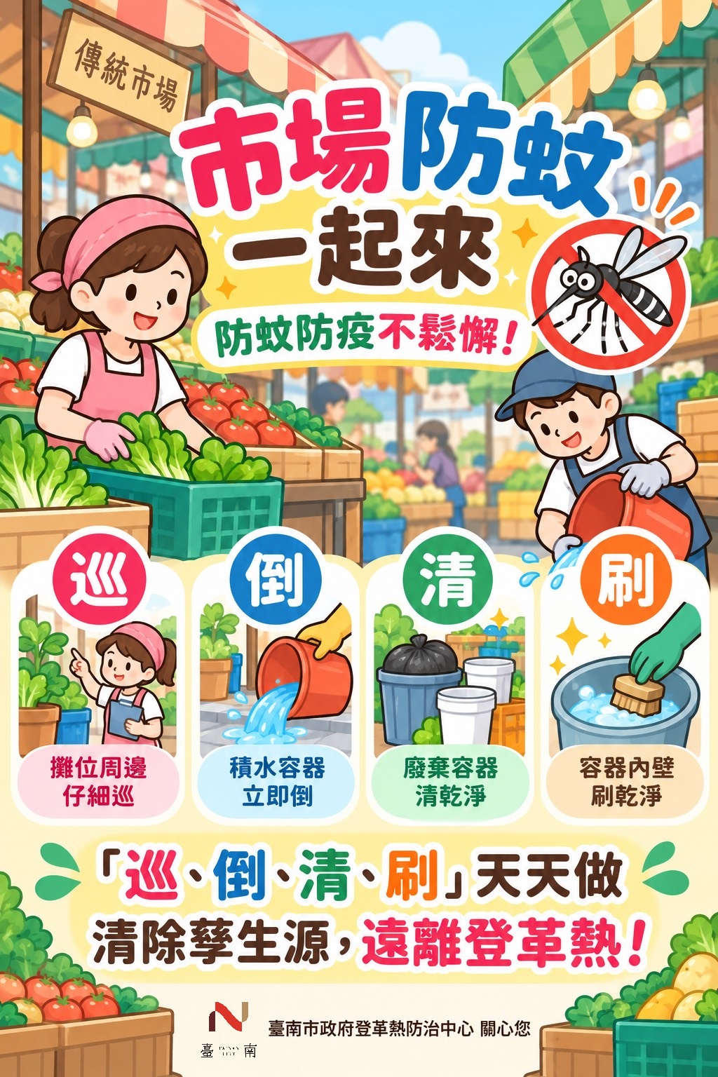 南市警鈴再響！新增境外移入登革熱病例，衛環單位籲民眾落實「巡、倒、清、刷」防蚊