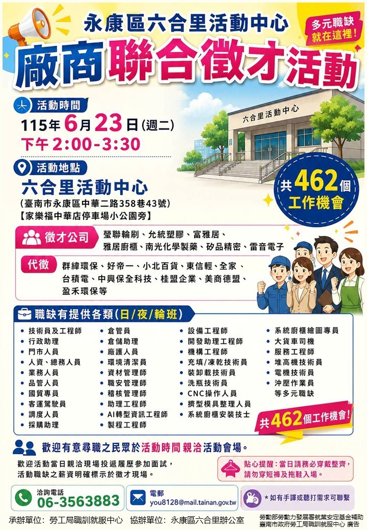 勞工局職訓中心連月舉辦廠商聯合徵才活動 展現求職機會