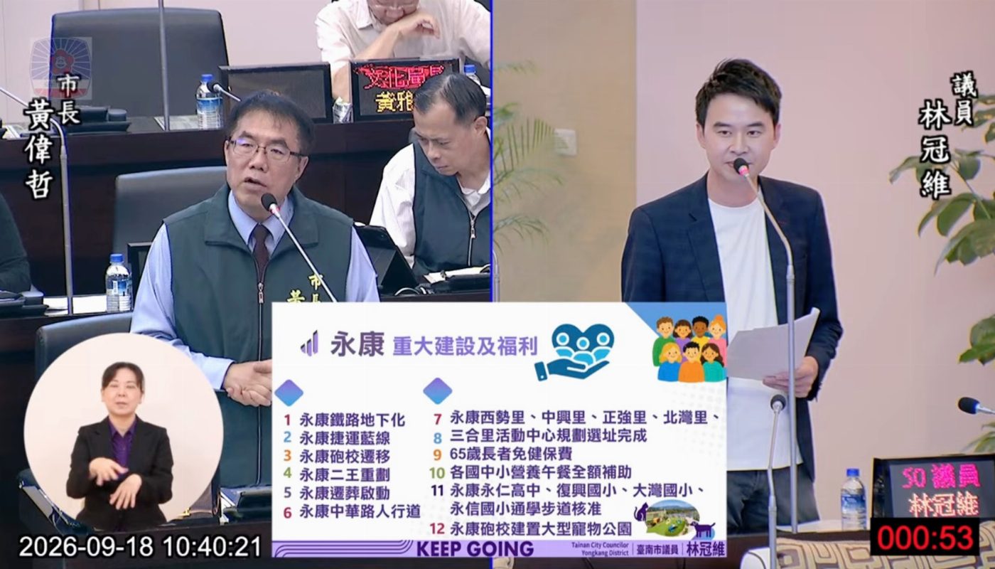 市議員林冠維已爭取及推動永康12項重大建設及福利 籲市府團隊加速落實