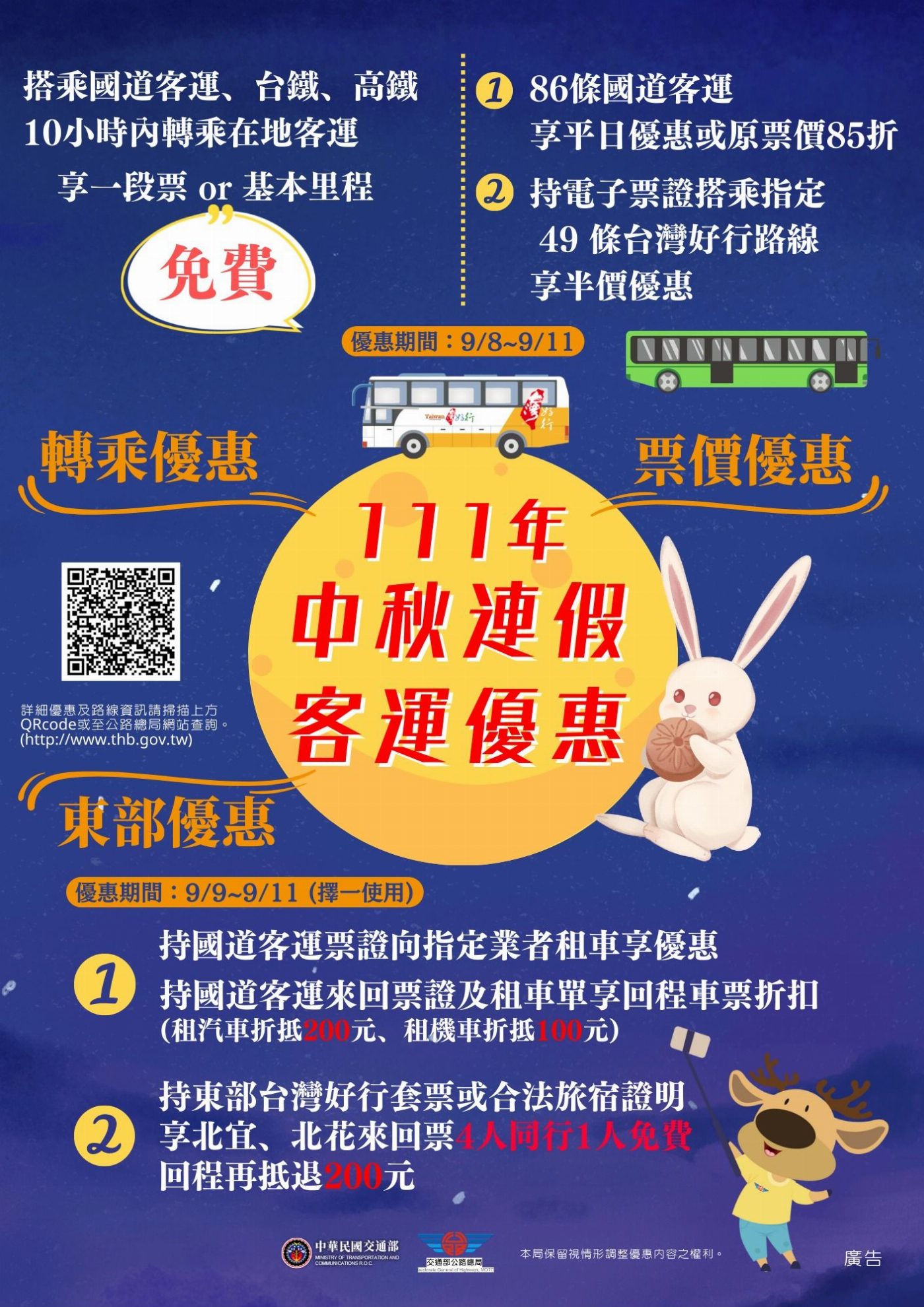中秋連假搭乘公共運輸～出遊返鄉安全、安心又便利