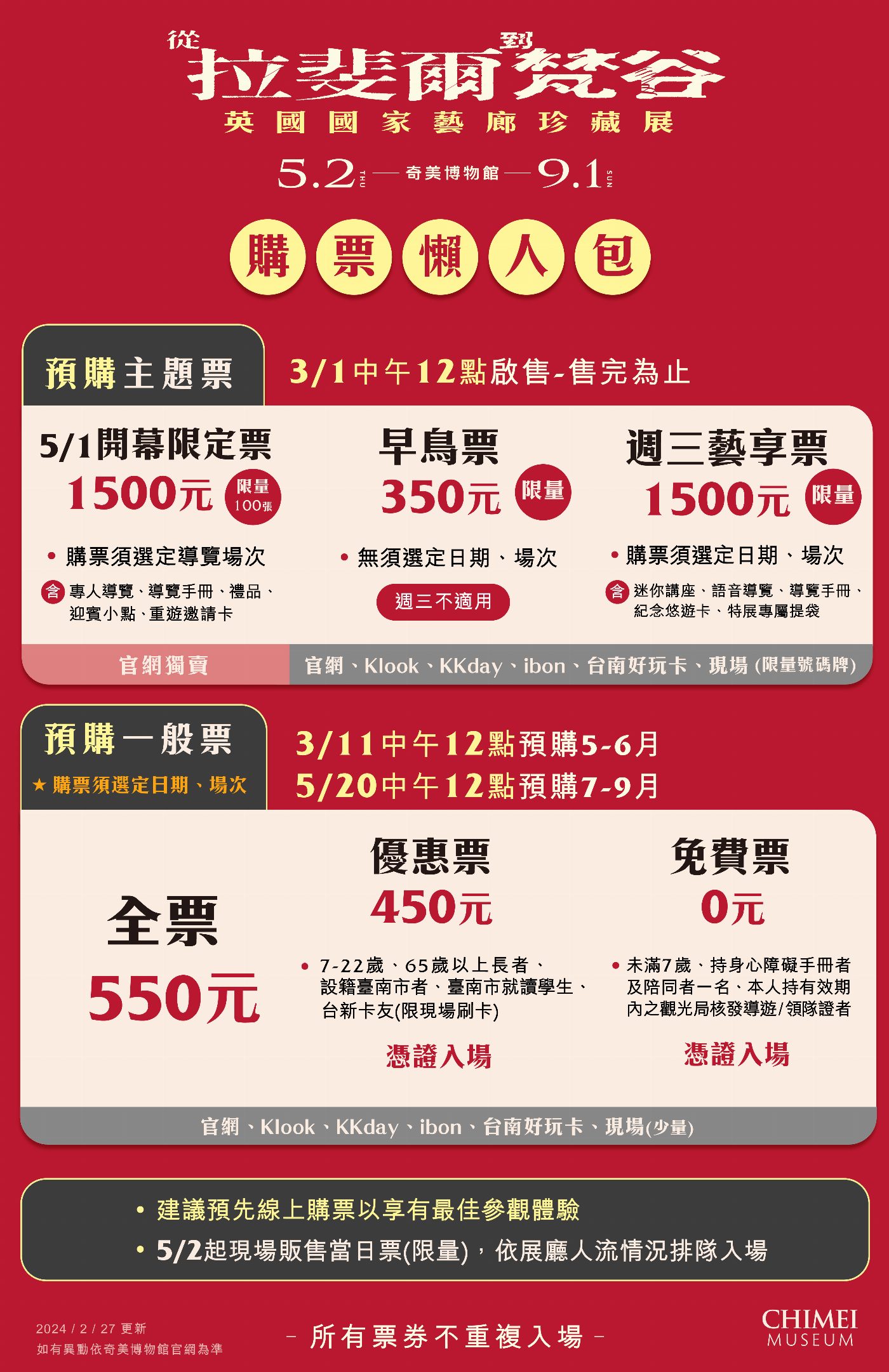 【奇美博物館國際大展】 從拉斐爾到梵谷：英國國家藝廊珍藏展 3/11起開放預購5、6月一般票券