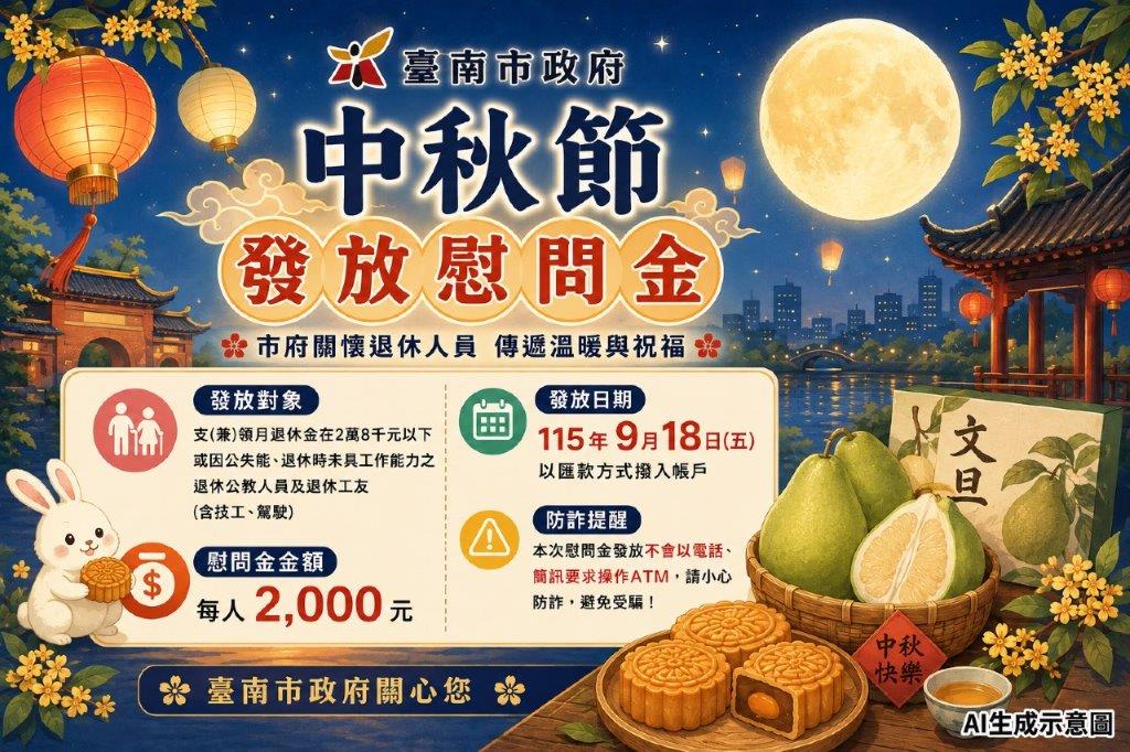 中秋佳節前夕：臺南市府啟動關懷機制，感謝退休同仁長年奉獻
